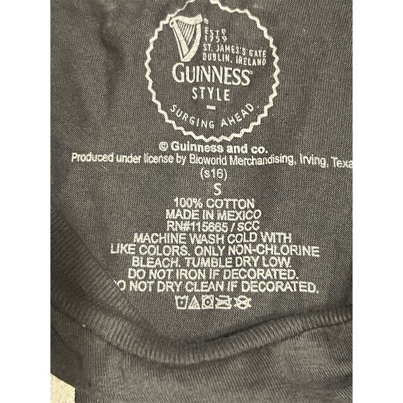 Guinness Green Graphic Print Unisex T-Shirt Short Sleeve Crew Neck Size Small - Picture 4 of 4